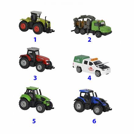 Машинки из серии Фермерская техника, 6 видов, 7 см. 